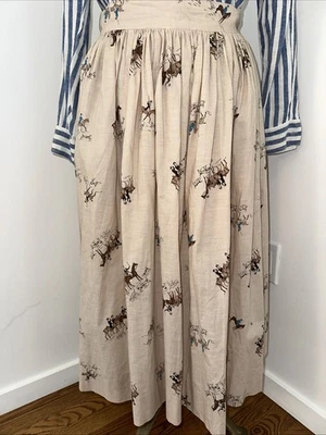 FALDA PLISADA DE ALGODÓN VINTAGE AÑOS 50 CABALLOS Talla 6 HECHA A MANO Foto 1 de 4