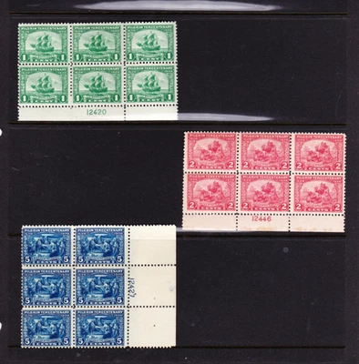 KAPPYS STAMPS  USA #548-50 1920 PILGRIM TERCENENARY PLATE BLOCKS MINT  C291 - Image 1 of 2
