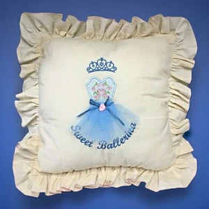 Vintage Sweet Ballerina Dance Cushion Embroidery Blue Tutu Girls Bedroom 40cm - Bild 1 von 8