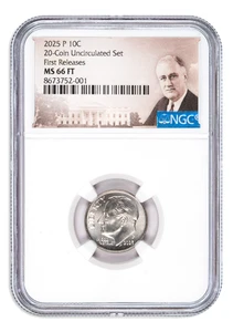 2025 P Roosevelt Dime from 20-Coin Uncirculated Mint Set NGC MS66 First Releases - Picture 1 of 2