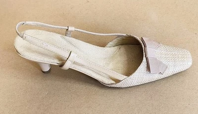 Aerosole Strawlike Woven Tan Slingback Kitten Heel Sz 8.5 - Image 1 of 4