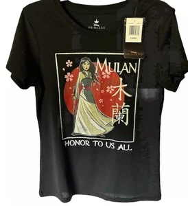 Disney Princess Size XL Mulan Short Sleeve Black T-Shirt “Honor To Us All” - Picture 1 of 3
