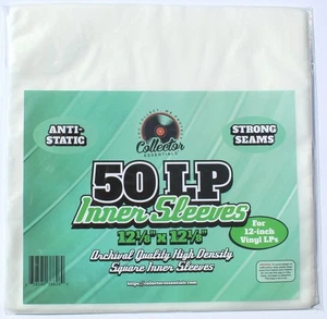 50 Anti-Static Inner Sleeves for 12" Vinyl LP Records • Square Archival Sleeves - Picture 1 of 5