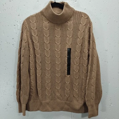Banana Republic Womens Sweater Large NWT Tan Cable Knit Mock Neck - Image 1 of 4