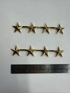 5/8” Gold 4 Star  - Police Collar Brass- NEW - Rank Insignia- Pair - Made In USA - Picture 1 of 2