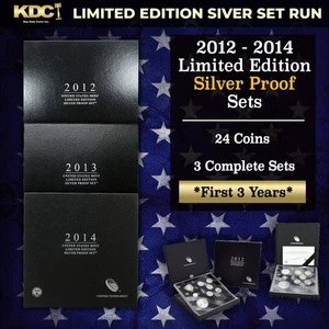 2012-2014 First 3 Years Limited Edition Silver Proof Sets 3 Sets Over 7oz Silver - Picture 1 of 4