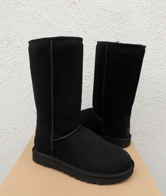 UGG BLACK CLASSIC TALL II SUEDE/ SHEEPSKIN WINTER BOOTS, WOMEN US 8/ EUR 39 ~NEW - Image 1 of 4