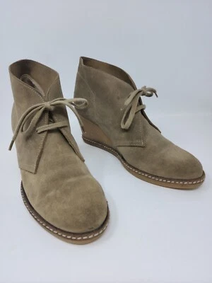 JCrew MacAlister 女式 9 坡跟棕褐色麂皮绒短靴 Chukka 短靴  — 第 1/4 张图片