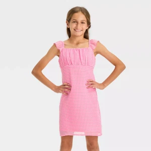 Girls' Ruched Bust Flutter Strap Chiffon Dress - art class L 10/12 - Picture 1 of 5