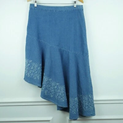 Falda vaquera occidental vintage 12 de mezclilla Y2K dobladillo asimétrico floral bordada Foto 1 de 4