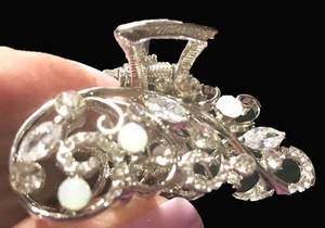 Neue klare österreichische Kristall & Strass Blattsilber 2" Haarkralle  - Bild 1 von 1