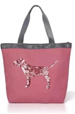 Bolso de Mano VICTORIA'S SECRET ROSA Bling Perro Logo Cremallera Grande de Hombro Begonia Suave Foto 1 de 3