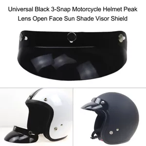 Universal 3Snap Motorcycle Helmet Peak Len Open Face Sun Shade Visor Shield H5O4 - Bild 1 von 7