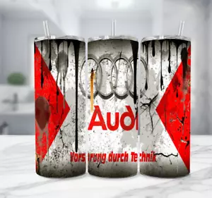 Audi Edelstahl dünner Becher mehrfarbig mit Strohhalm - (20 Oz) - Bild 1 von 4
