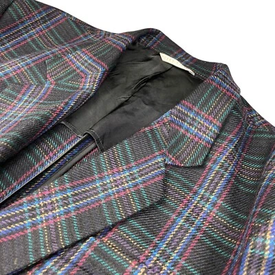 Blazer de Colección Perry Ellis Para Hombre 100% Lana Tejido 1 Botón Negro Colorido Cuadros • 44R Foto 1 de 4