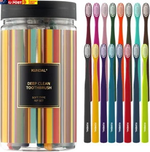 Deep Clean Toothbrush 16Pc SOFT TYPE, Elastic Antibacterial Dual Microfiber Toot - Picture 1 of 6
