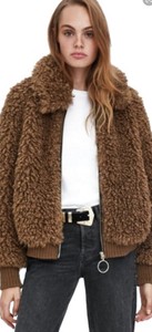 zara faux shearling bomber jacket