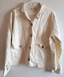 Cotton Jacket Size S Sunflower Brand Crinkle Large Back Pocket Pouch Button Up - Picture 1 of 7
