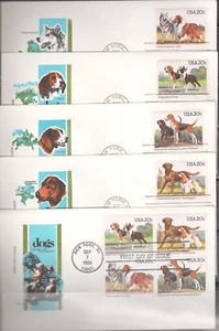 1984 FDC Set of 5 - Scott# 2098-2101 - Dog Breeds - Farnam Cachet - Picture 1 of 1