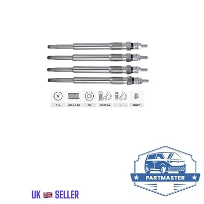4X GLOW PLUGS FOR FORD TRANSIT CITROEN RELAY PEUGEOT BOXER  2.2HDI 9675680980 - Image 1 of 4