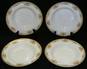 B & Co. L. Bernardaud 4 cuencos de sopa con bordes - decorados por Burley & Co. Chicago - Imagen 1 de 6