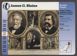 James G Blaine  Grolier Story of America History Card Notable People
