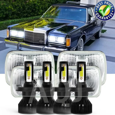 For Lincoln Town Car 1981-1989 4PCS 4X6" LED Headlights High/Low Beam 6000k DOT Foto 1 de 4