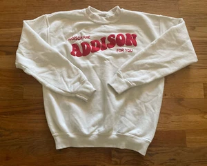 Addison Rae For You White Long Sleeve Pullover Crew Sweatshirt Youth Size Large - Picture 1 of 3