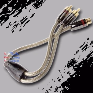 2PC Y-ADAPTER CAR AUDIO BRAIDED RCA INTERCONNECT QUAD SHIELDED CABLE HOME MARINE - Picture 1 of 2