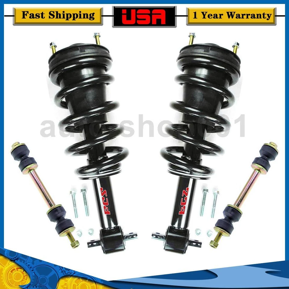 Kit de 4 amortiguadores delanteros puntales barra estabilizadora para Chevrolet Tahoe 5,3 L 2009 2008 2007 Foto 1 de 4