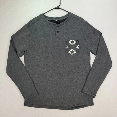 Volcom Men's Long Sleeve Crewneck Sweater Size Large Gray & Black Chest Pocket - Image 1 of 4