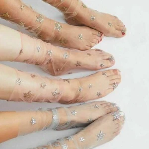 Women Girl Glitter Thin Soft Star Sheer Mesh Tulle Socks Fishnet Hosiery 1 Pair - Picture 1 of 13