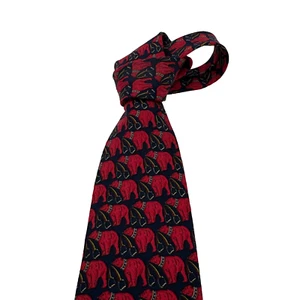 Brooks Brothers Makers Men's Blue Red Elephants 100% Silk Tie Hand Made in USA - Picture 1 of 5