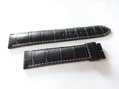 Longines OEM Genuino Largo Talla Allig. Correa Acolchada Luz Negra 19mm Nueva Foto 1 de 4