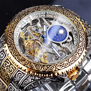 Luxury Wristwatch Tourbillon Mechanical Watch Men Automatic Waterproof Skeleton - Picture 1 of 12