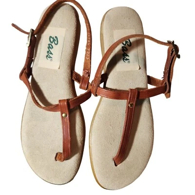 Womens Vintage Bass Leather Strap Rubber Soled Flat Sandals Size 5.5 M - Image 1 of 4