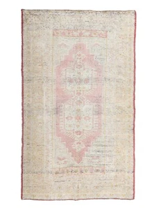 Turkish Oushak Rug, 5 x 8.5 ft, Blush Ivory Bedroom Carpet, Romantic Wool Decor - Picture 1 of 13