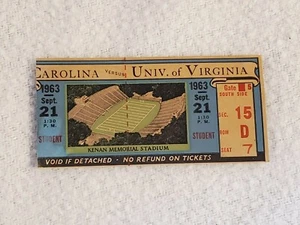 1963 North Carolina v. Virginia Original Football Game Ticket ~ Keenan Stadium - Picture 1 of 2