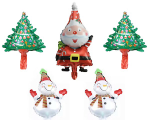 5pcs Mini Christmas Mix Santa Tree Snowman Air Fill Foil Balloon Decorations 