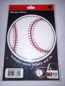SPORTS STAR WINDOW DECAL, BASEBALL W/ LETTERS - Picture 1 of 3