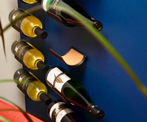 Wall-Mounted Floating Wine Shelf Custom Modern Bottle Rack Holder Black ( 1 ea.) - Picture 1 of 16