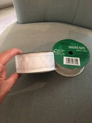 (2) MEGA ROLLS NARROWS 1.5" WHITE CHECKED Wired Edge Satin Ribbon - 30 ft NEW - Image 1 of 4