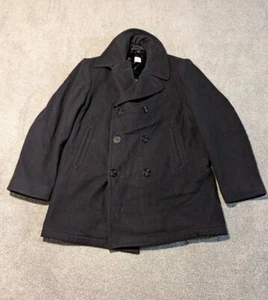 US Navy Pea Coat Herren 44 Schwarz Wolljacke Enlisted Vintage Military  - Bild 1 von 14