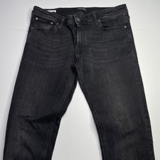 Jack & Jones Skinny Fit Liam Denim Jeans Mens Size 34 Waist Black Casual Style