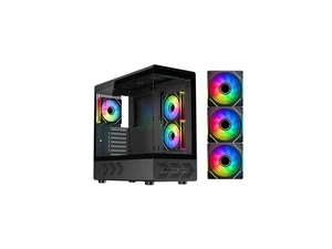 DIYPC IDX1-BK-ARGB Black USB3.0/ Type C Tempered Glass ATX Gaming Computer Case - Picture 1 of 12