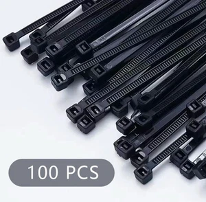 Bridas de cable de nailon autobloqueantes negras 100 bridas de cremallera fuertes - Imagen 1 de 3