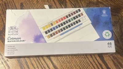 Winsor & Newton Cotman Studio Watercolour Paint Set of 46 Half Pan Colors NIB - Image 1 of 3
