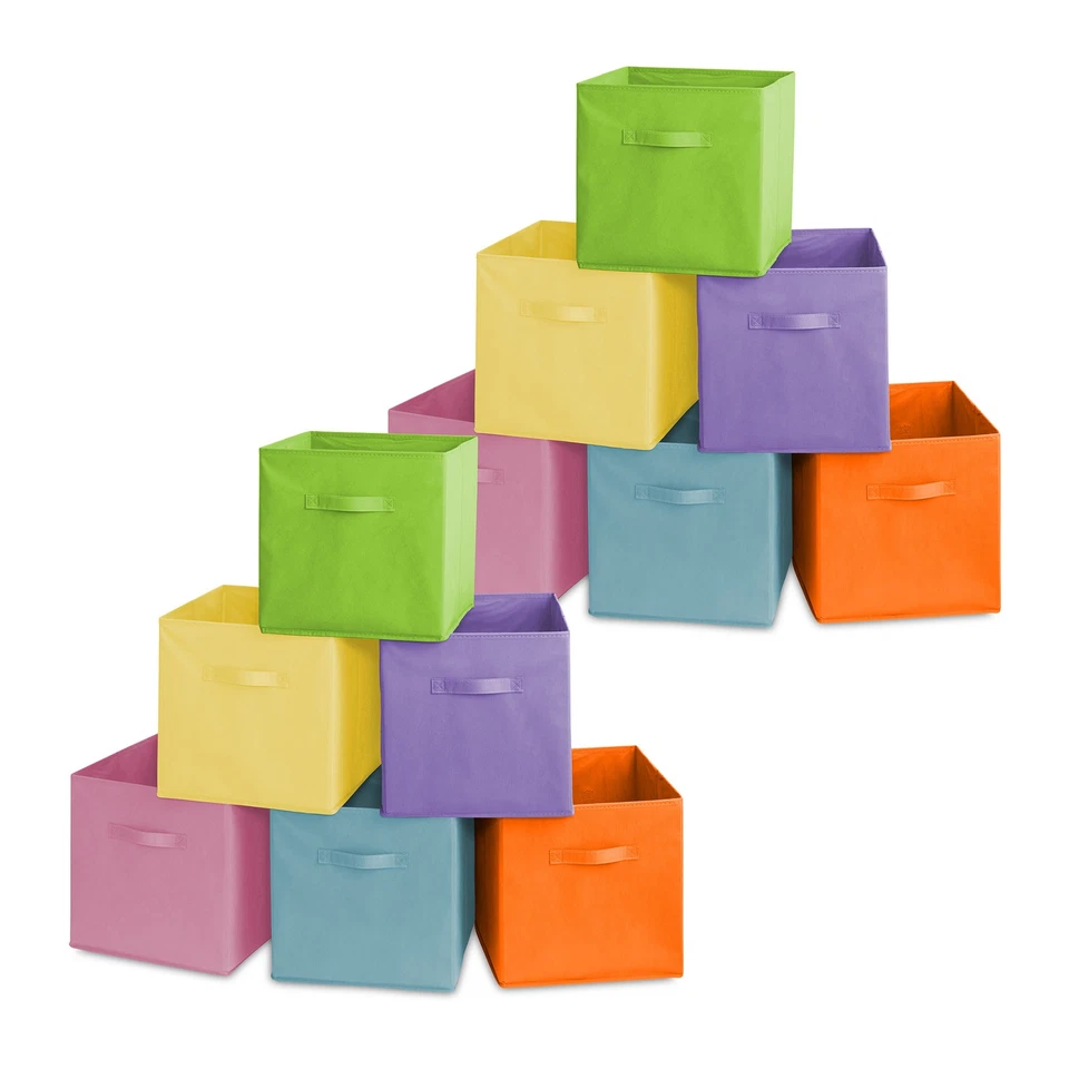 12 Collapsible 13" Fabric Cubby Cube Storage Bin Baskets for Shelves, Multicolor - Image 1 of 1