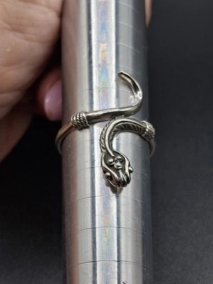 Anillo Serpiente Enrollado, Talla 10, Plata de Ley 925, Anillo Unisex, Boho, Western  Foto 1 de 4