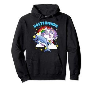 Süßer Regenbogen Best Friends gehörnter Narwal & Einhorn Hoodie - Bild 1 von 1